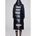 Plus Size Black hooded Stand Collar Casual Winter Duck Down Winter Coats