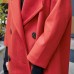 Luxury red Wool Coat casual Notched maxi coat women double breasted wool jackets