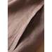 Casual Brown Pockets elastic waist Button Linen Straight Pants Summer