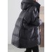 Women Black Hooded drawstring Duck Down Jacket Winter