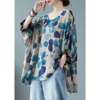 Chic Blue Bat wing Sleeve asymmetrical design Top