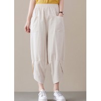 Beige Loose Pants asymmetrical design Spring