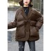 Style Coffee Peter Pan Collar Patchwork Winter Down Coat