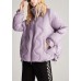 Style Purple Pockets drawstring Casual Winter Duck Down Winter Coats