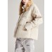 Handmade Beige Pockets fashion drawstring Winter Duck Down Coat