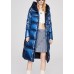 Luxury Blue zippered Pockets Loose Winter Duck Down Coat