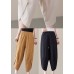 Bohemian Khaki pocket Patchwork Cotton Pants Spring