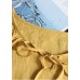 Beautiful Yellow Ruffled Patchwork Linen Shirt Half Sleeve