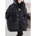 Women Black Hooded drawstring Duck Down Jacket Winter