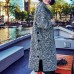 vintage gray Wool Coat Loose fitting Notched long coat 2018 side open coat