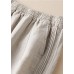 Casual Linen colour Ruffled elastic waist draping Linen Wide Leg Pants Summer